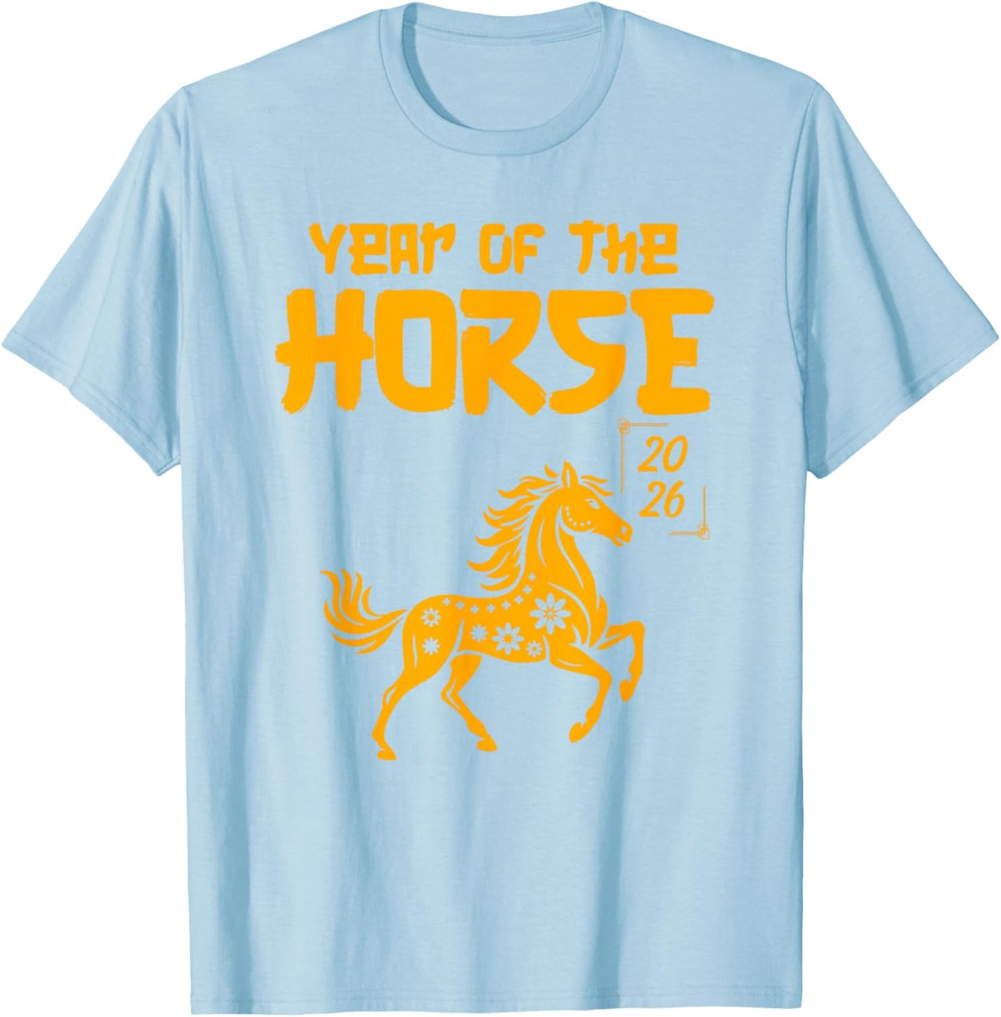 Year of The Horse 2026 Happy New Year Golden Horse T-Shirt - T-Shirt | Light Blue