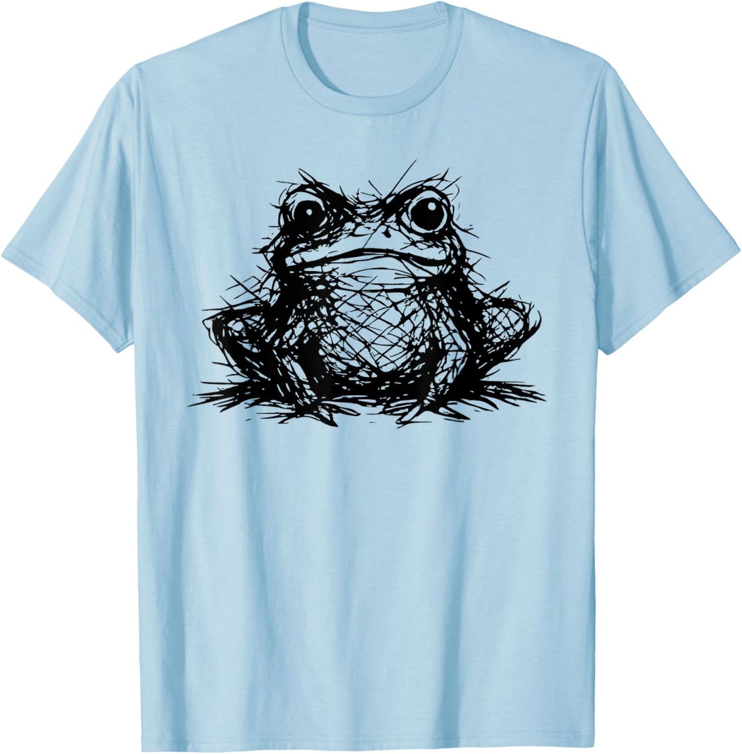 Minimal Line Art Minimalist Abstract Sketch Scribble Frog T-Shirt - T-Shirt | Light Blue
