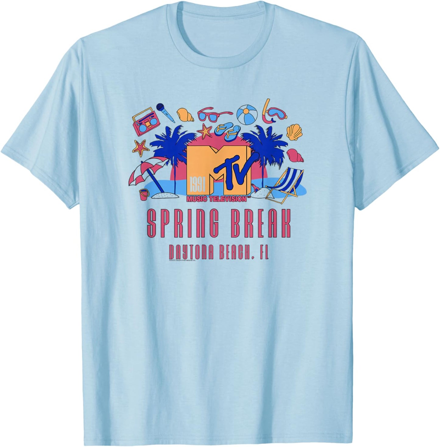 MTV Spring Break Daytona Beach 1991 Icons Vintage TV T-Shirt - T-Shirt | Light Blue