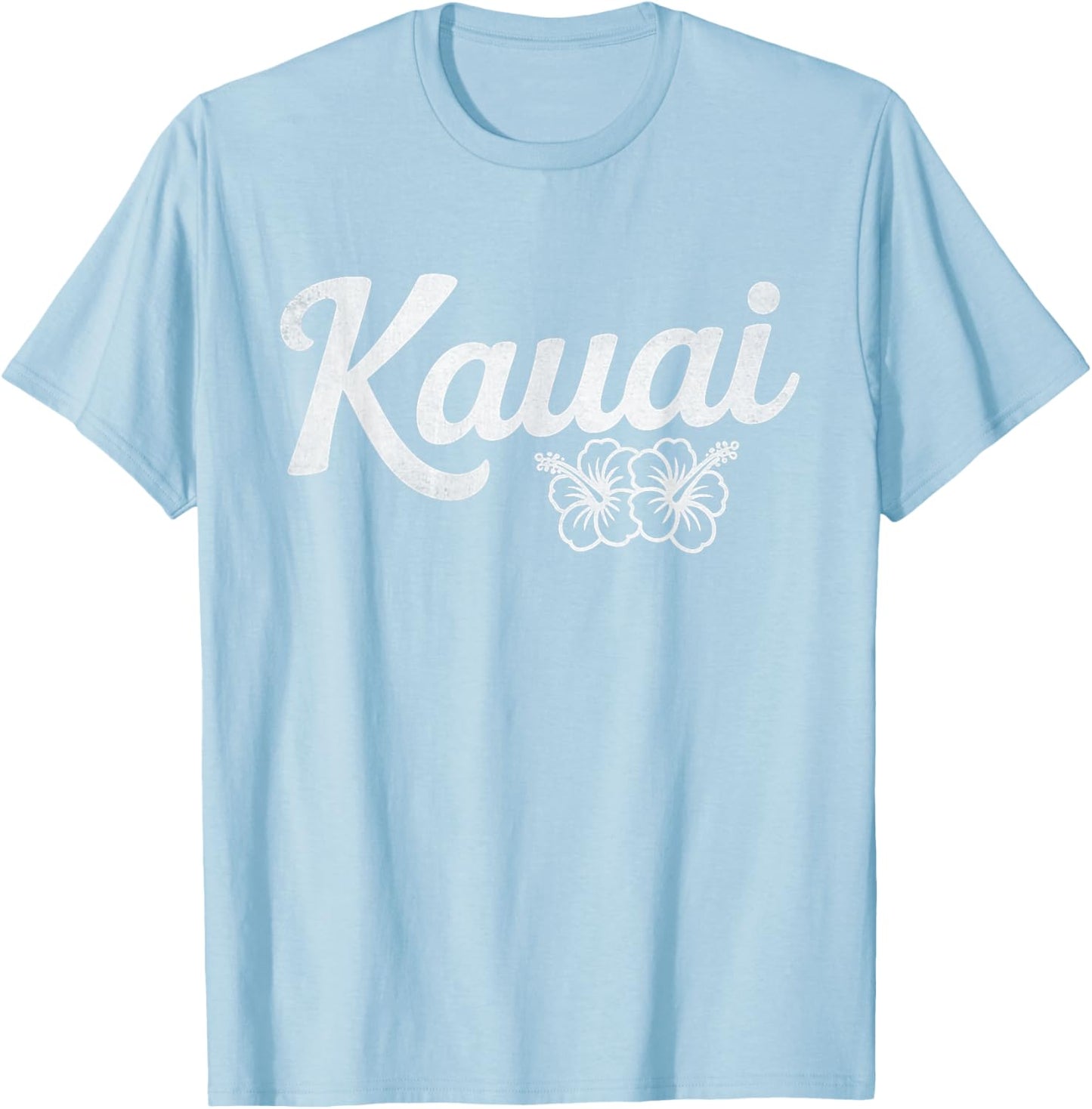 Retro Kauai Tropical Hibiscus Shirt – Minimal Island Style T-Shirt - T-Shirt | Light Blue