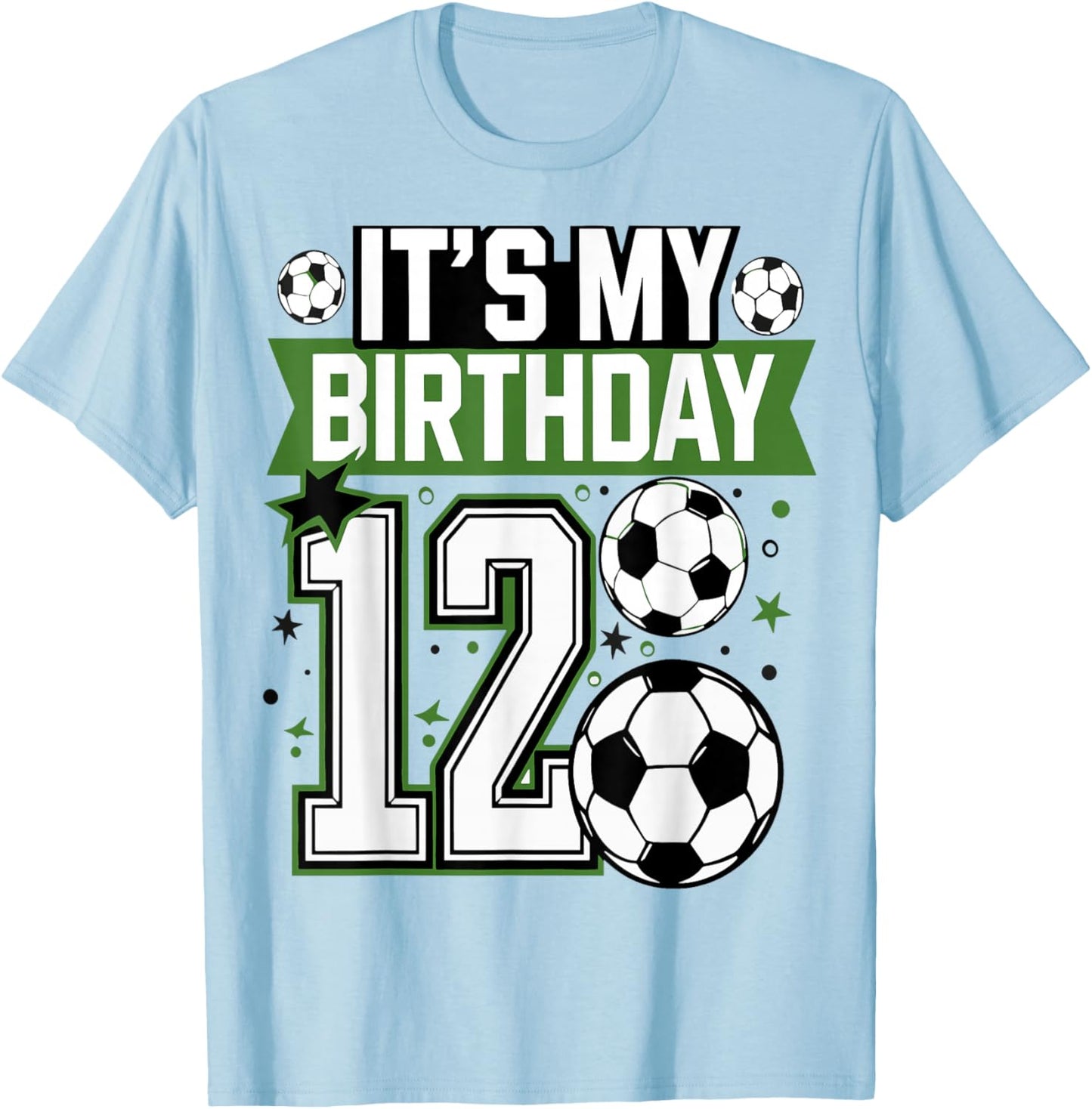 Birthday Boy 12 Soccer Its My 12th Birthday Boys Soccer T-Shirt - T-Shirt | Light Blue