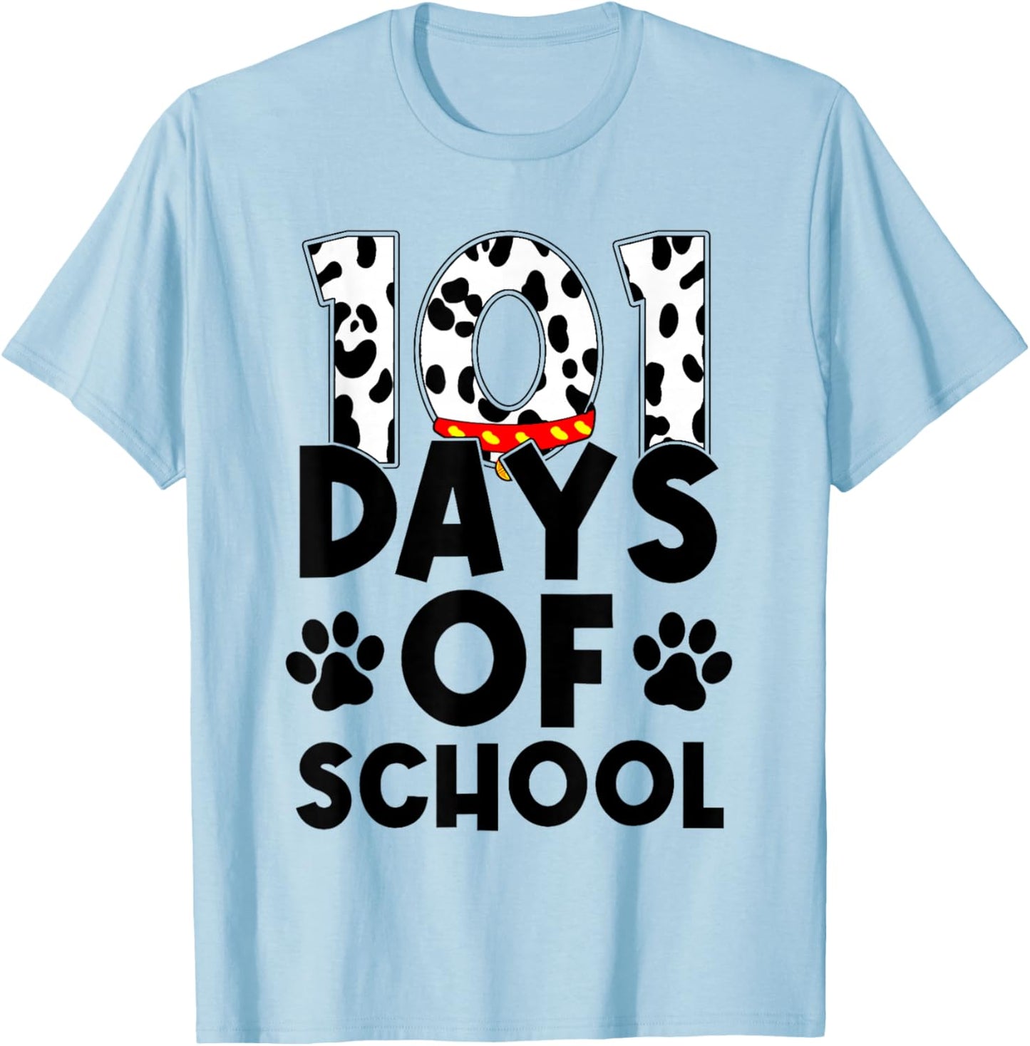 Cute Dog Happy 101 Days School Teacher Student 100 Days T-Shirt - T-Shirt | Light Blue