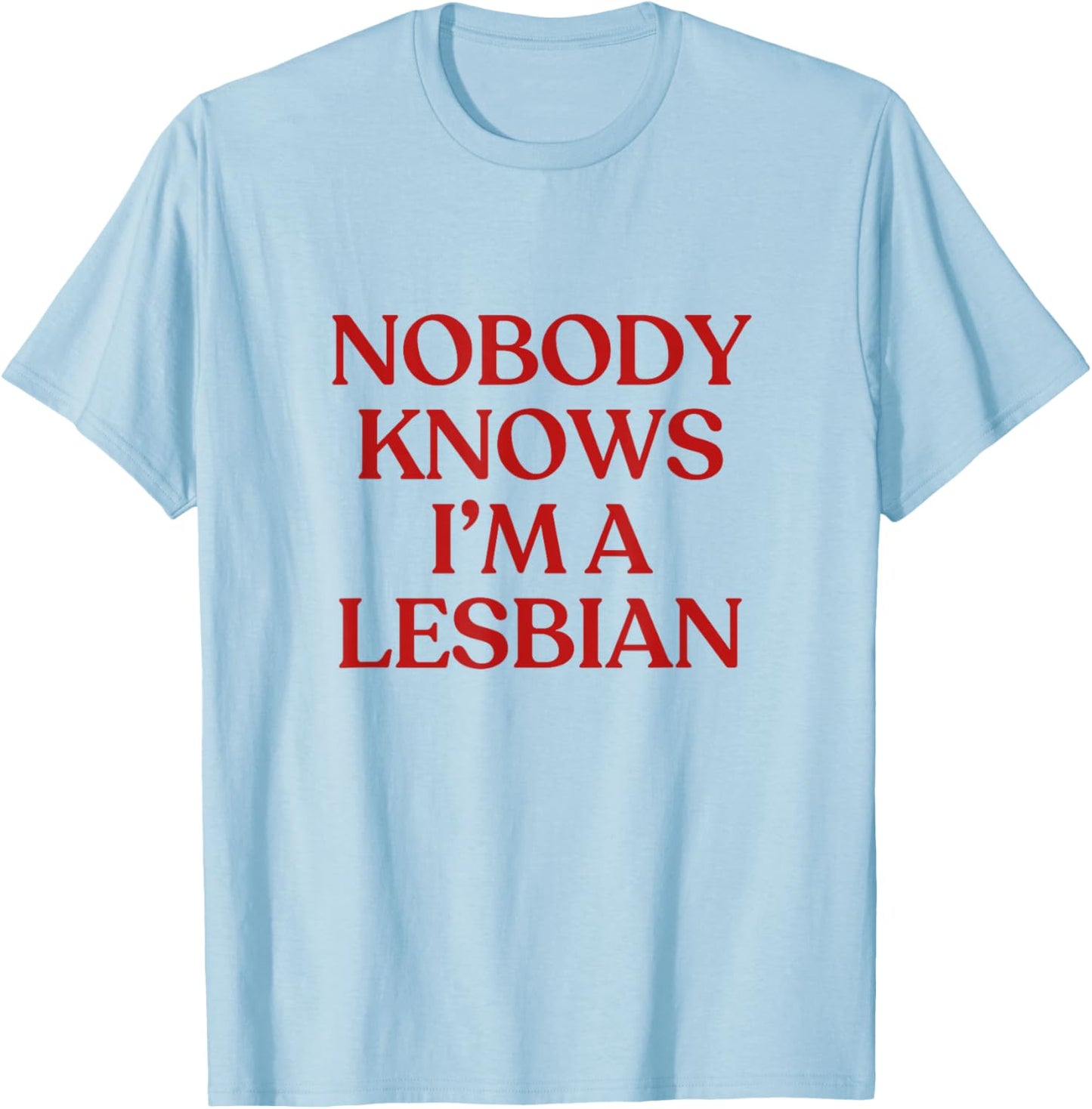 Nobody Knows I'm A Lesbian Shirt Y2K LGBTQ Funny Lesbian T-Shirt - T-Shirt | Light Blue