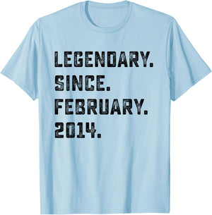 12th Birthday Gift Legendary Since February 2014 12 Yrs Old T-Shirt - T-Shirt | Light Blue