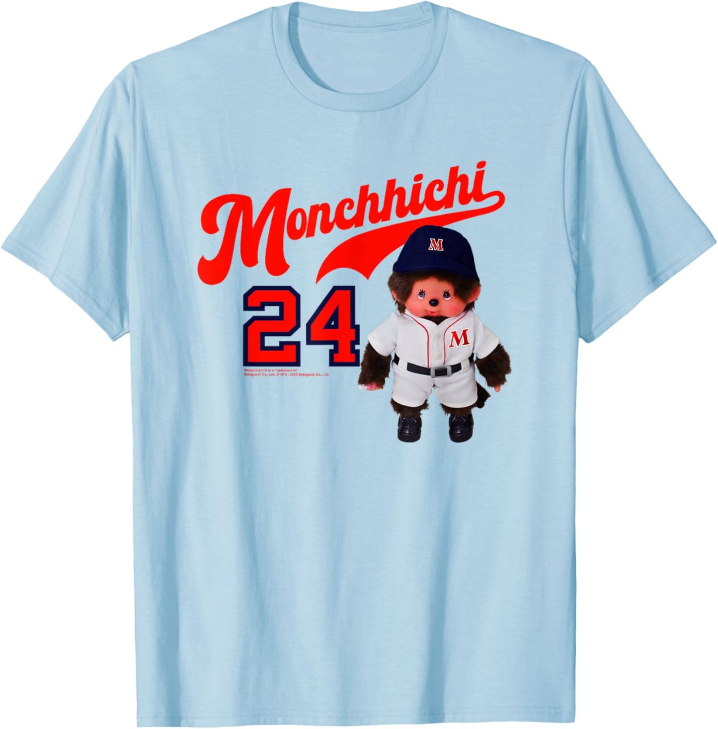 Monchhichi Little Baseball Player #24 Vintage Photo T-Shirt - T-Shirt | Light Blue