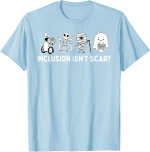 Inclusion Isn't Scary Halloween SLP Sped Teacher Unity Day T-Shirt - T-Shirt | Light Blue