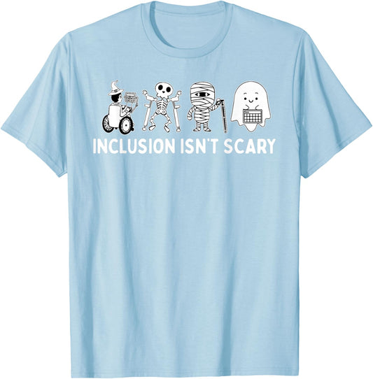 Inclusion Isn't Scary Halloween SLP Sped Teacher Unity Day T-Shirt - T-Shirt | Light Blue