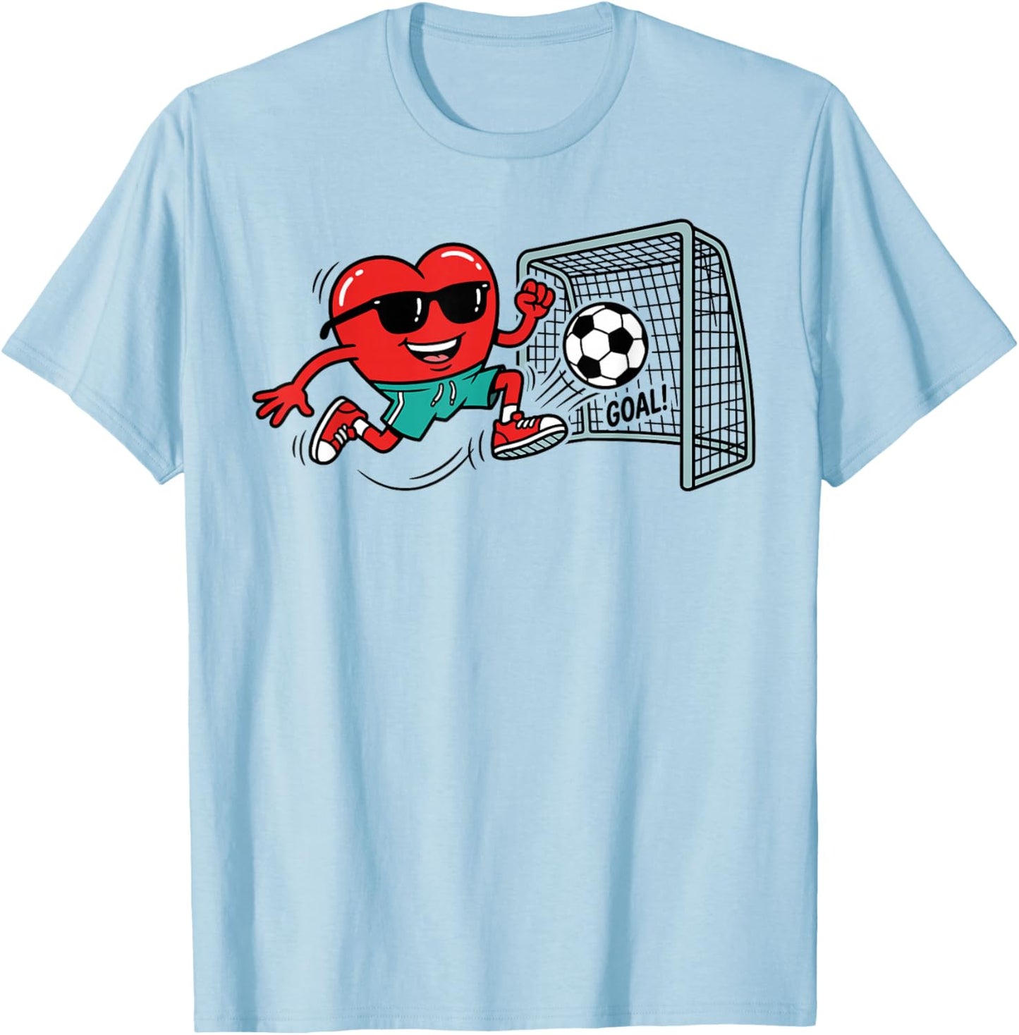 Heart Valentines Day Soccer Men Boys Kids Teens T-Shirt - T-Shirt | Light Blue