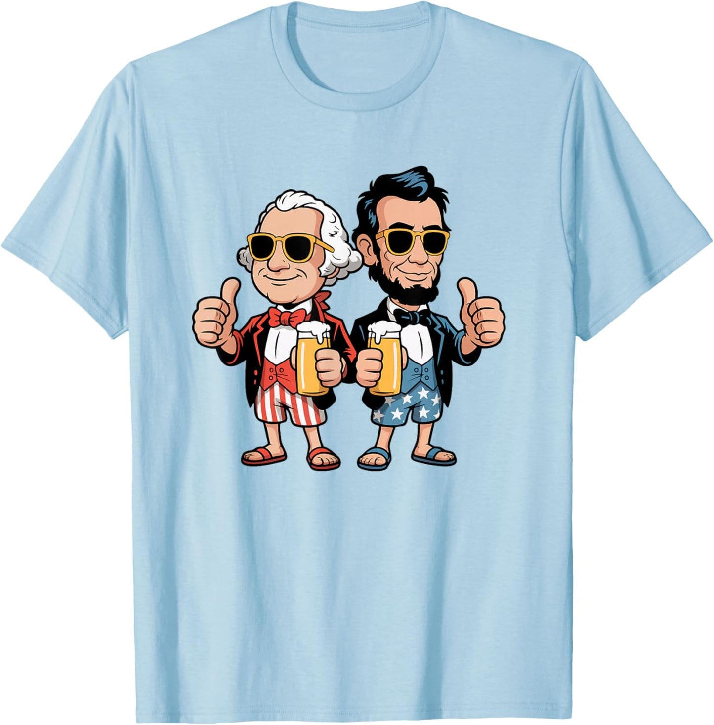 Funny President's Day Lincoln Washington Patriotic Drinking T-Shirt - T-Shirt | Light Blue