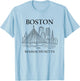 Boston United States Minimalist City Travel Souvenir T-Shirt - T-Shirt | Light Blue