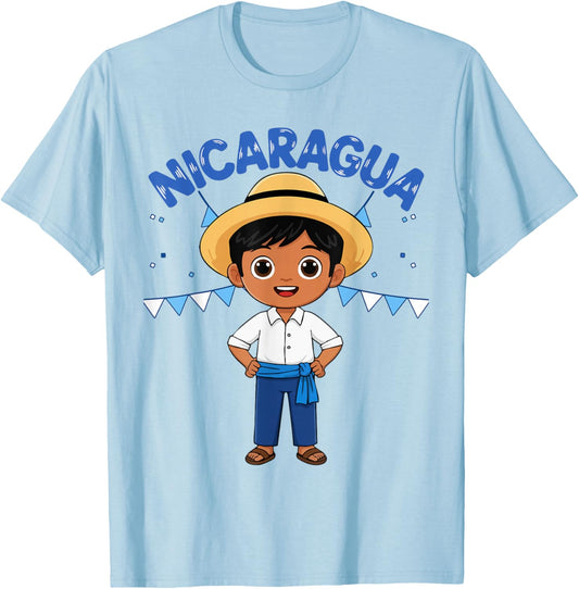 Nicaragua Nicaraguan Boy Traditional Outfit Wear Heritage T-Shirt - T-Shirt | Light Blue