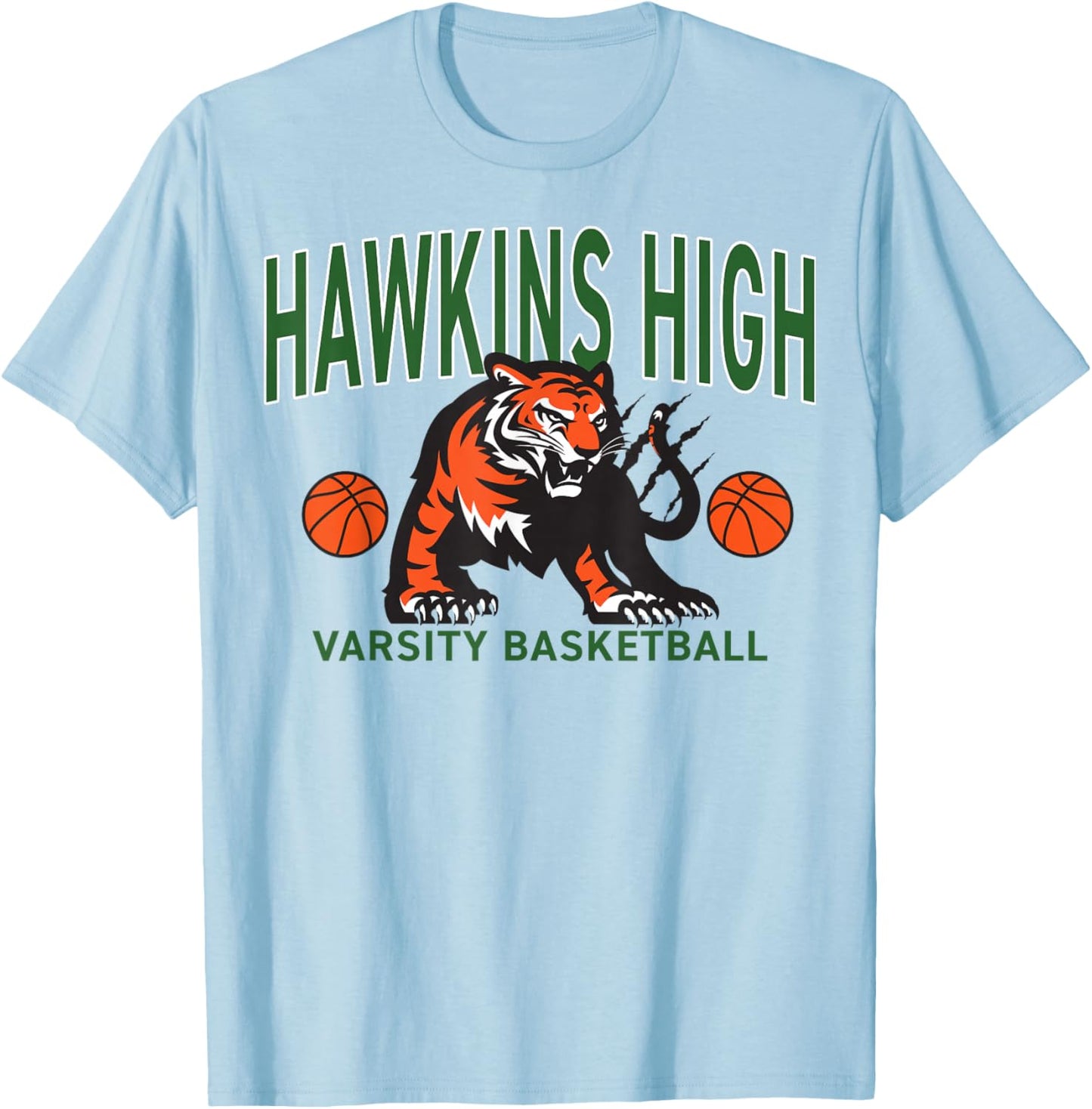 Stranger Things Season 5 Hawkins High Varsity Basketball T-Shirt - T-Shirt | Light Blue