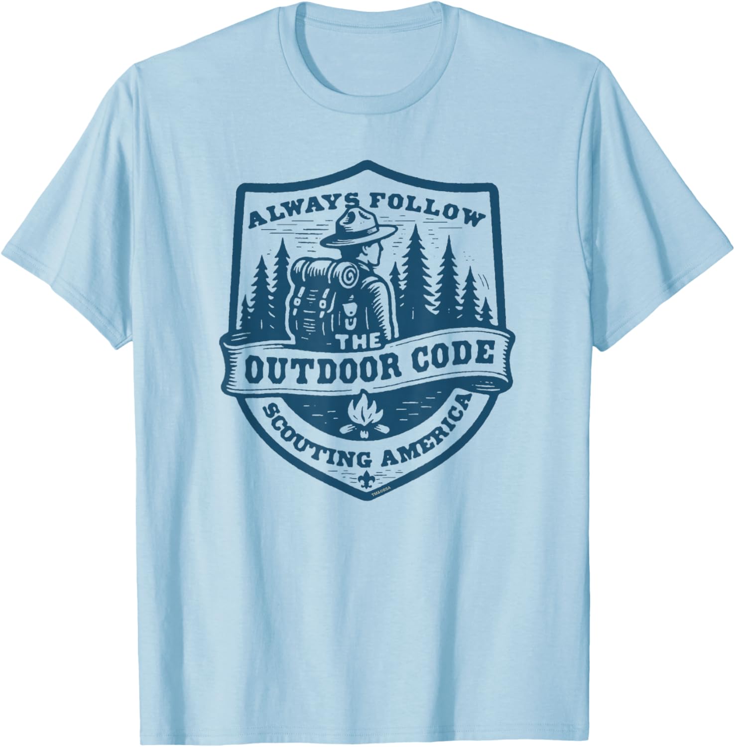 Always Follow The Outdoor Code Retro Scouting Sustainability T-Shirt - T-Shirt | Light Blue