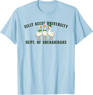 Silly Geese St Patricks Day Funny Shenanigans T-Shirt - T-Shirt | Light Blue
