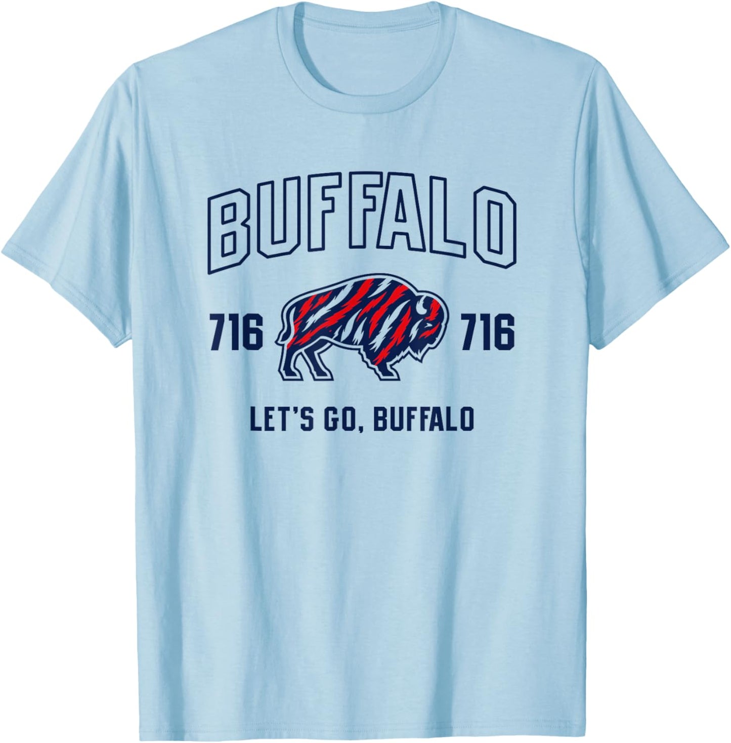 Buffalo Collegiate Red, White Blue Stripes T-Shirt - T-Shirt | Light Blue