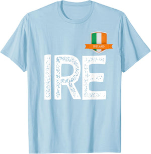Ireland Irish Human-Flag Letter I and R and Letter E Ireland T-Shirt - T-Shirt | Light Blue