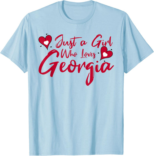 Just a Girl who Loves Georgia Cute Women, Girls, Tween T-Shirt - T-Shirt | Light Blue