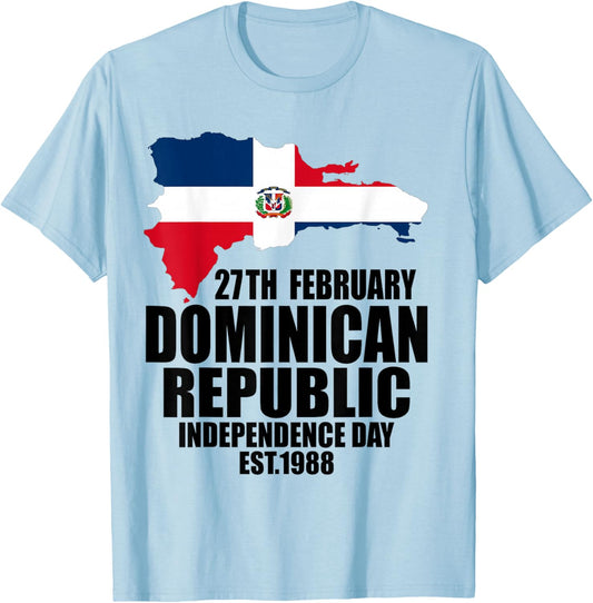 Dominican Republic 182nd Independence Day Dominican Pride T-Shirt - T-Shirt | Light Blue