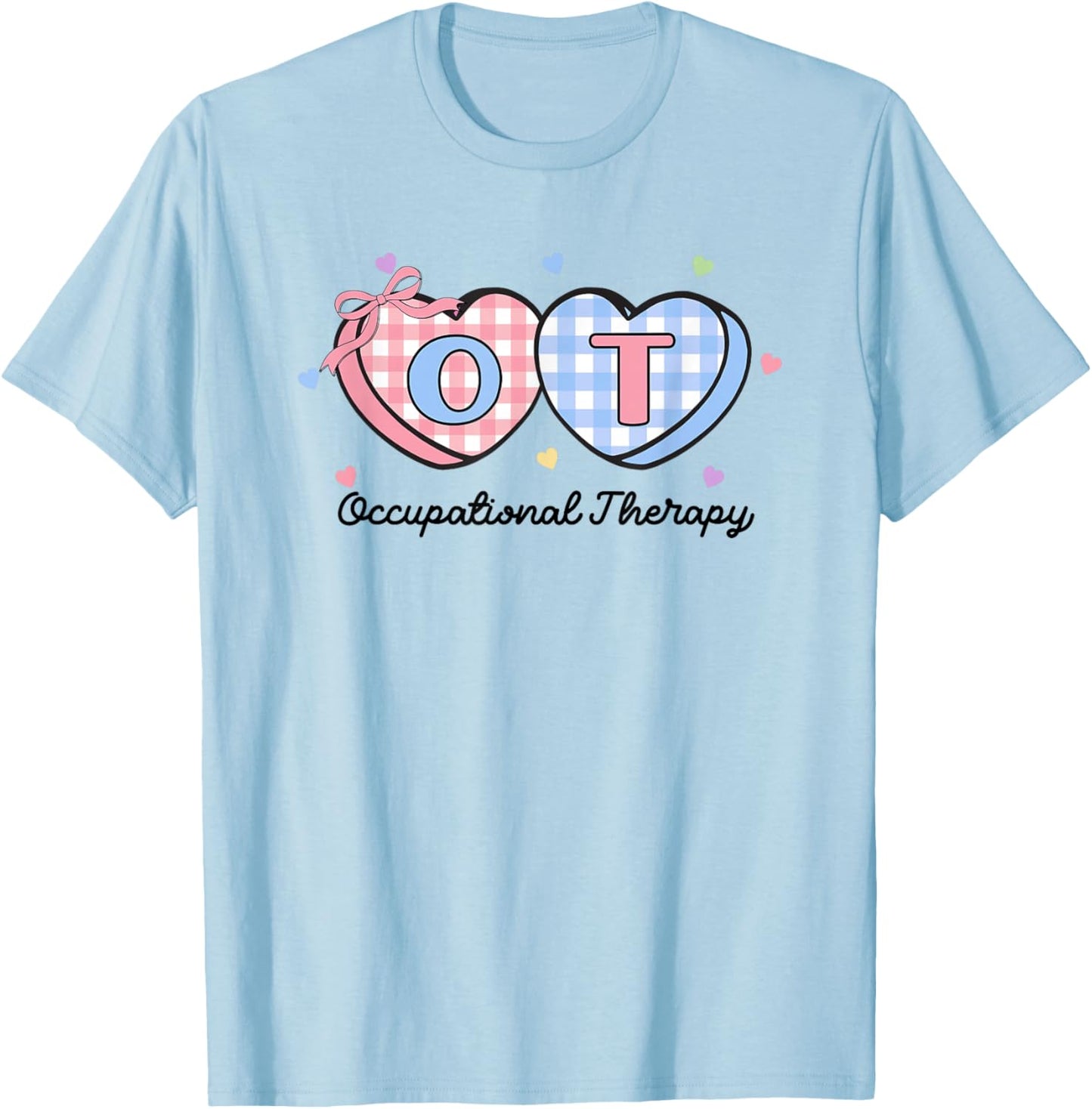 OT Valentine's Day Occupational Therapy Pink Coquette Bow T-Shirt - T-Shirt | Light Blue
