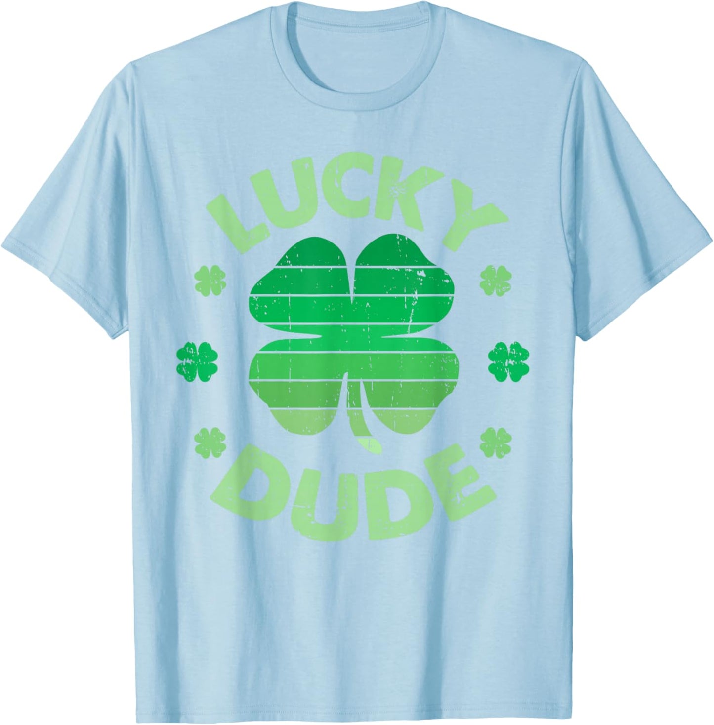 Funny Lucky Dude Irish Clover St Patricks Day Shirt Boys Men T-Shirt - T-Shirt | Light Blue