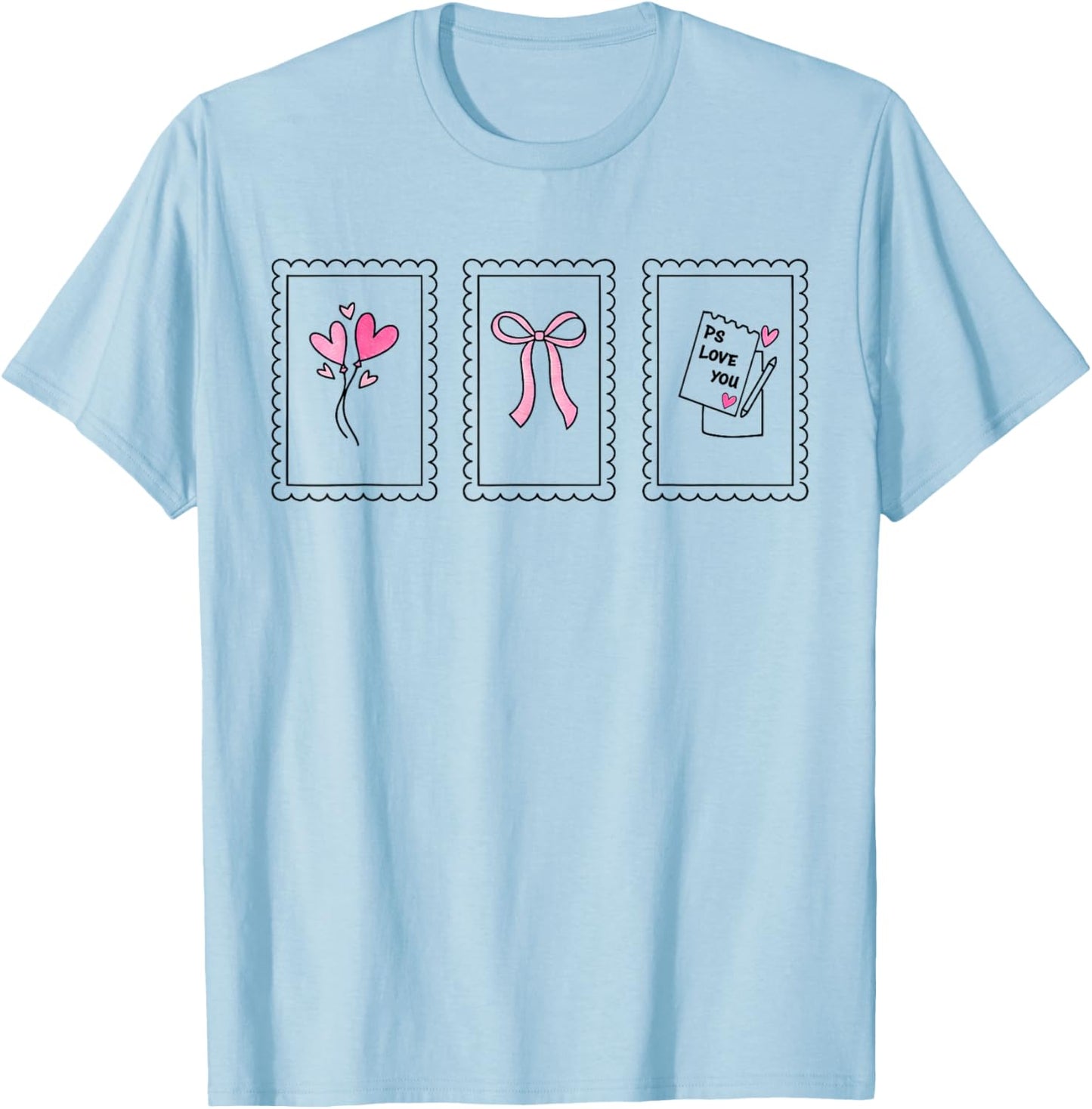 I Love You Day Valentine's Day Purple Heart Women Men Kid T-Shirt - T-Shirt | Light Blue
