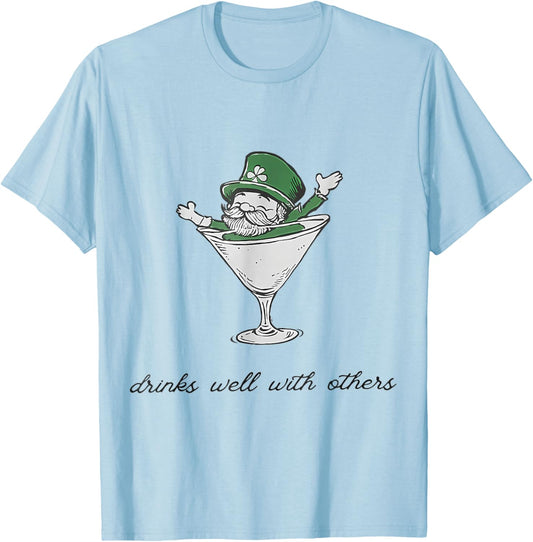 Leprechaun Martini Cocktail St Patrick's Day T-Shirt - T-Shirt | Light Blue