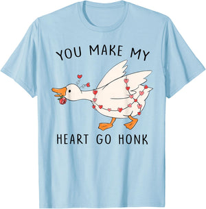 You Make My Heart Go Honk Funny Goose T-Shirt - T-Shirt | Light Blue