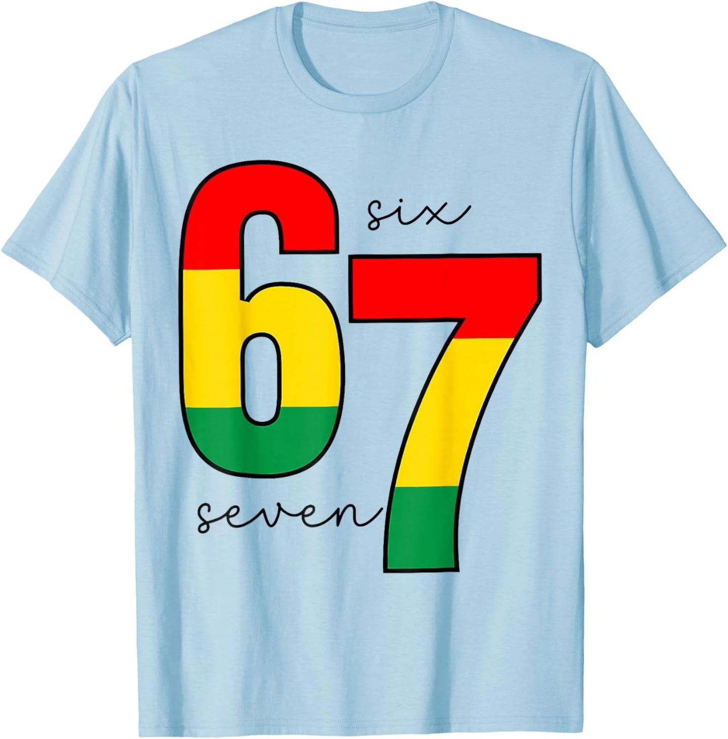 Meme Melanin 67 Funny Six Seven African Black History Month T-Shirt - T-Shirt | Light Blue