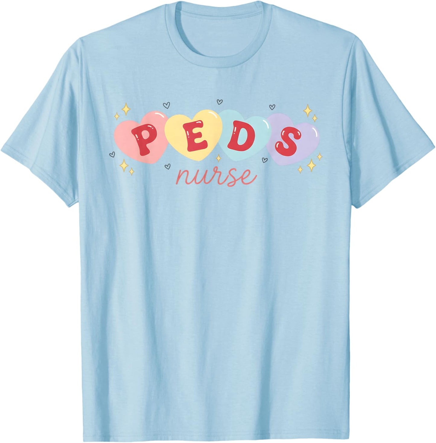 Valentine PEDS Nurse Valentines Day Pediatric Nurse T-Shirt - T-Shirt | Light Blue