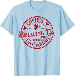 Cupid's Brewing Co Premium Love Potions Vintage Valentines T-Shirt - T-Shirt | Light Blue