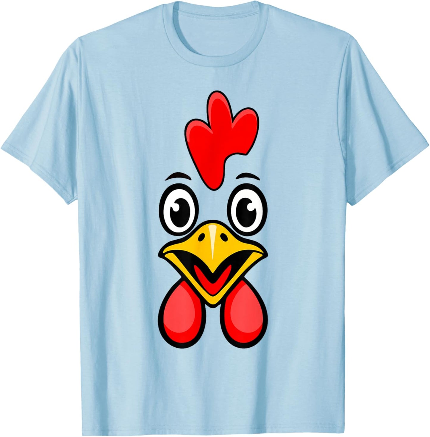Chicken Shirt Adult Kids Men Women Chicken Hen Face Costume T-Shirt - T-Shirt | Light Blue