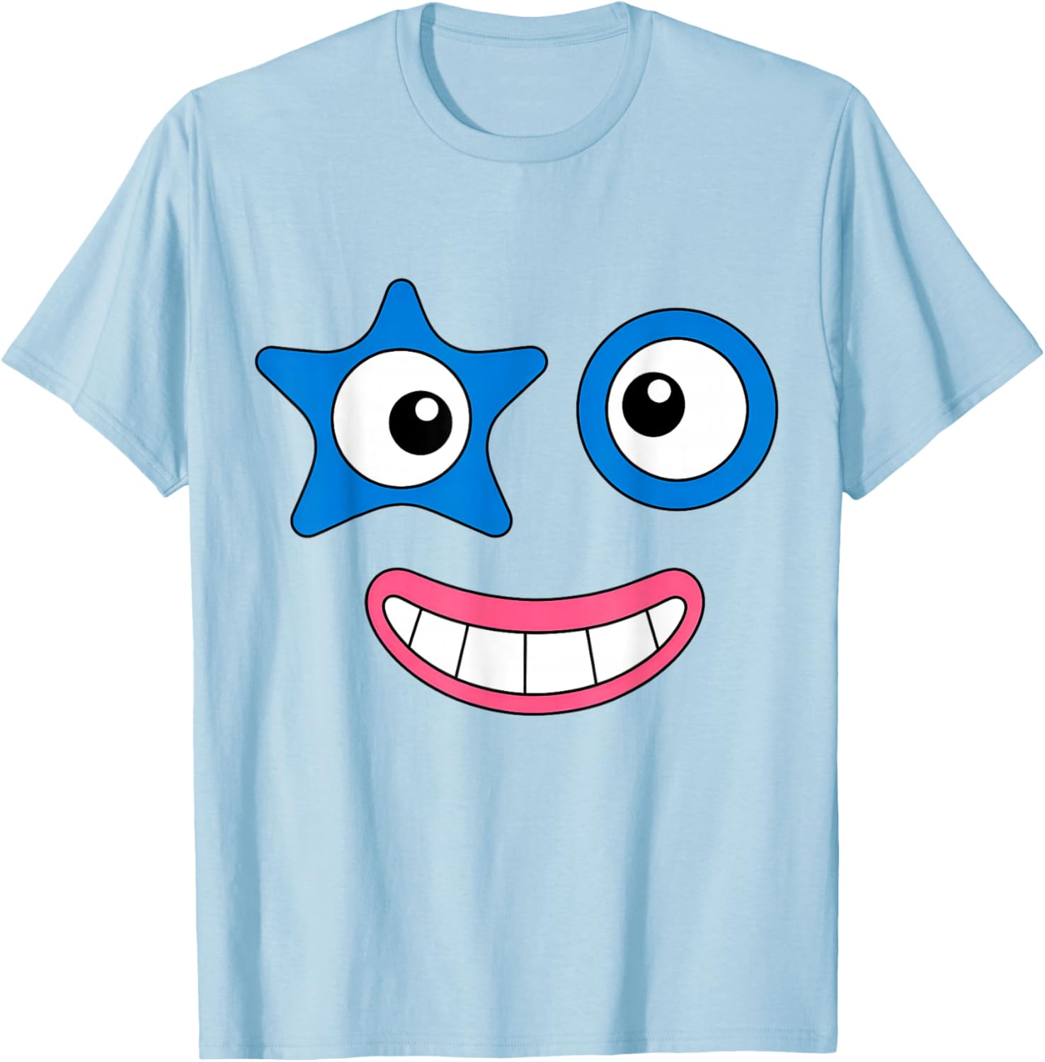 Funny Number Faces Costume Party Group Matching Cartoon T-Shirt - T-Shirt | Light Blue