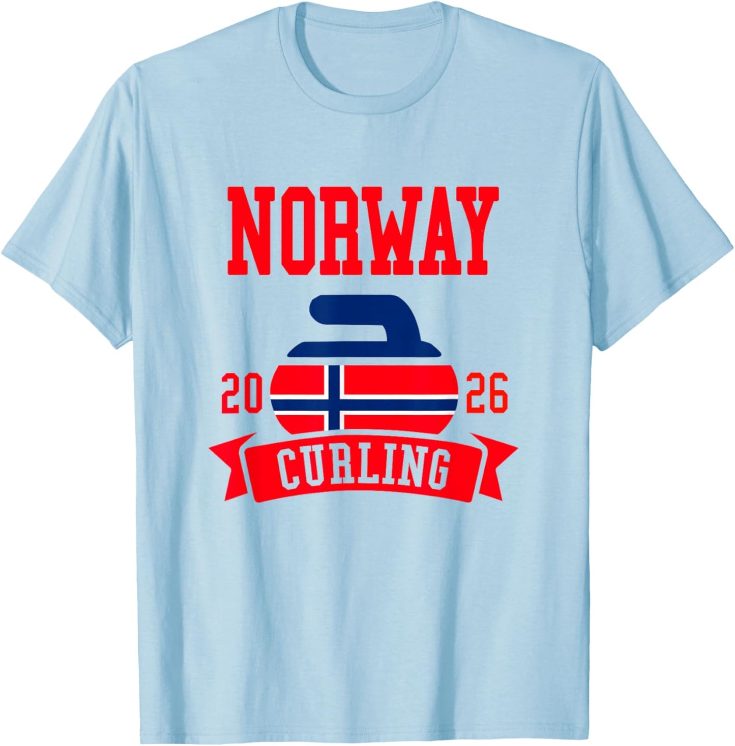 Norway Curling 2026 Norwegian Sports Lover Winter Athletic T-Shirt - T-Shirt | Light Blue