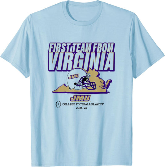 JMU Football - CFP's First Team from Virginia - 2025 CFP T-Shirt - T-Shirt | Light Blue