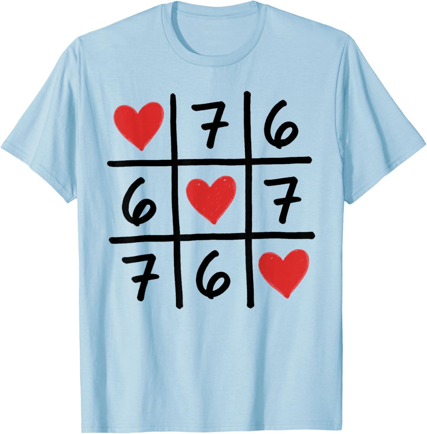 Funny 6 7 Meme Hearts Six Seven Valentines Day T-Shirt - T-Shirt | Light Blue