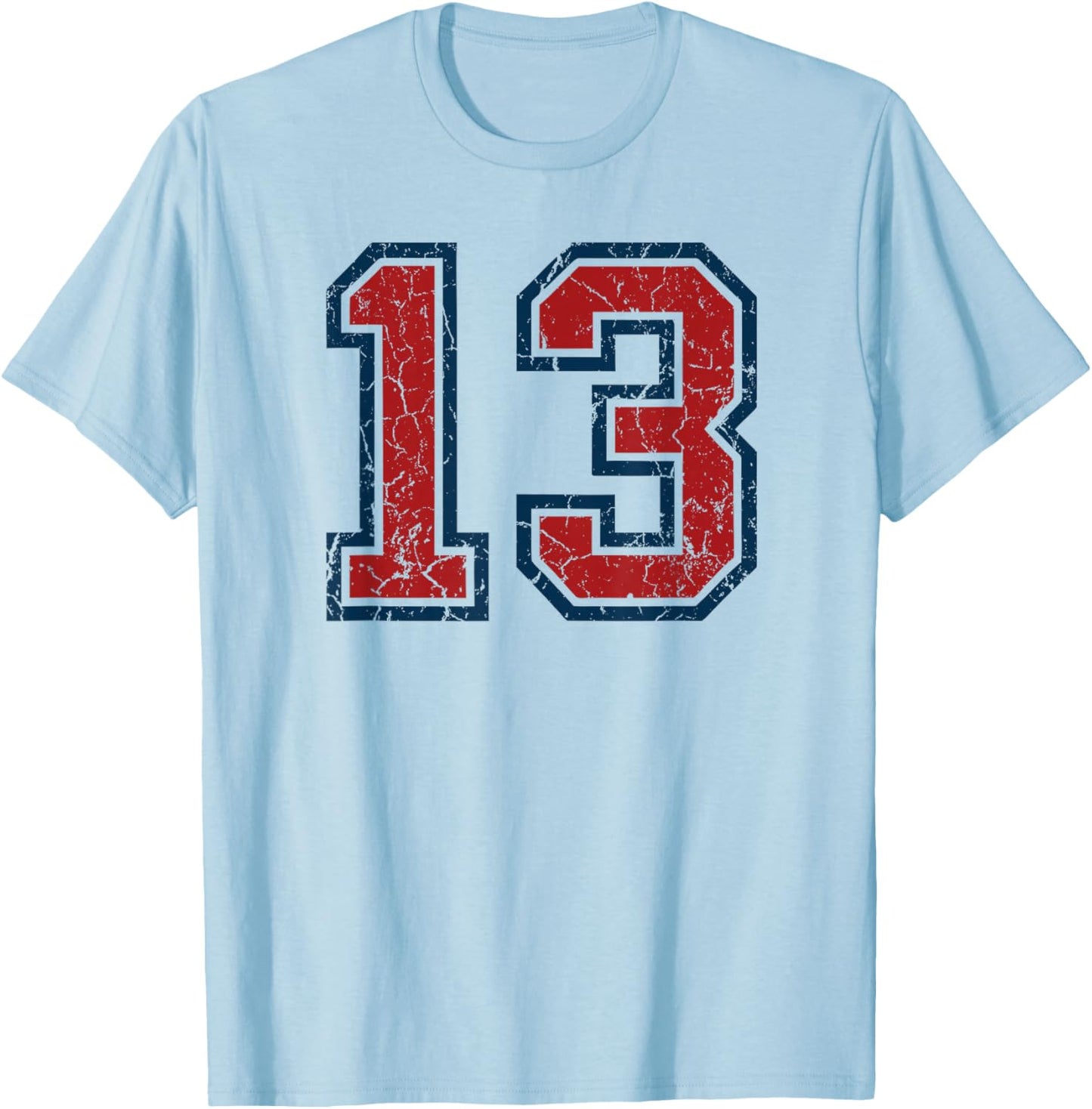 Red and Blue Sports Number 13 Jersey Uniform Player Fan T-Shirt - T-Shirt | Light Blue