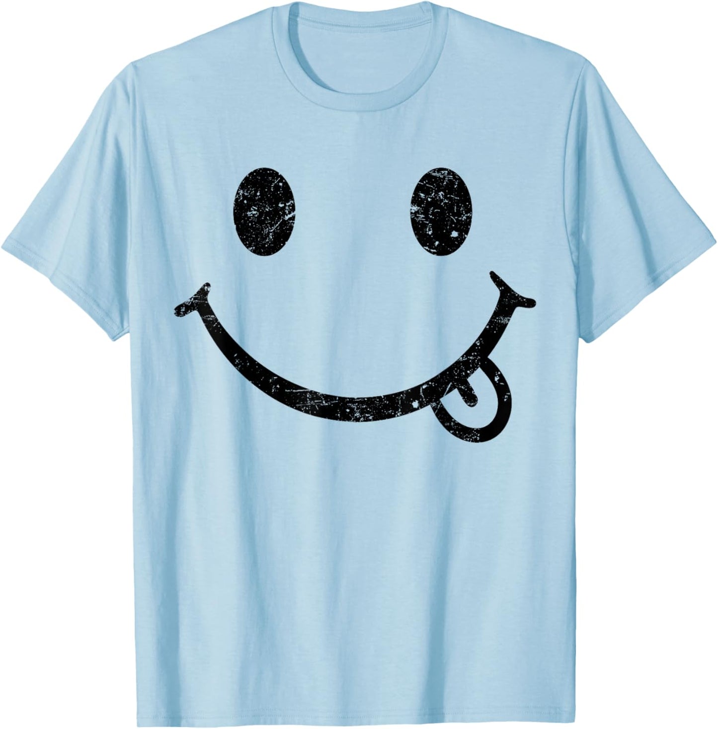 Happy Smiling Face, Positive, Positivity, Smile, Cute T-Shirt - T-Shirt | Light Blue