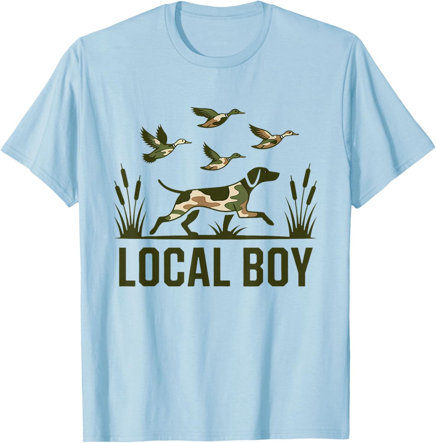 Local Boy Southern Duck Hunting Black Outdoor Retro T-Shirt - T-Shirt | Light Blue