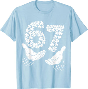 Six Seven Meme 67 St Patricks Day Shamrock Men Women Kids T-Shirt - T-Shirt | Light Blue
