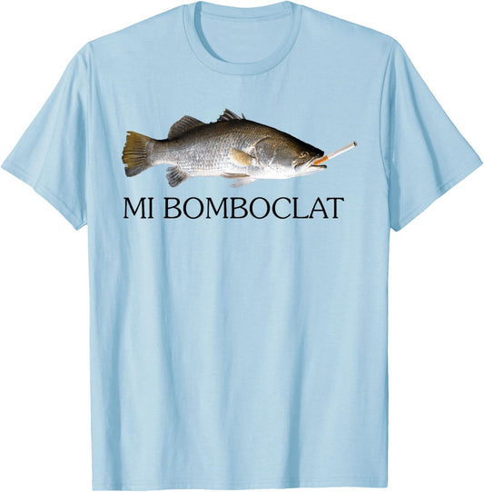 Mi Bomboclat Fish Smoking Meme Vintage Style Silly Fish Gag T-Shirt - T-Shirt | Light Blue
