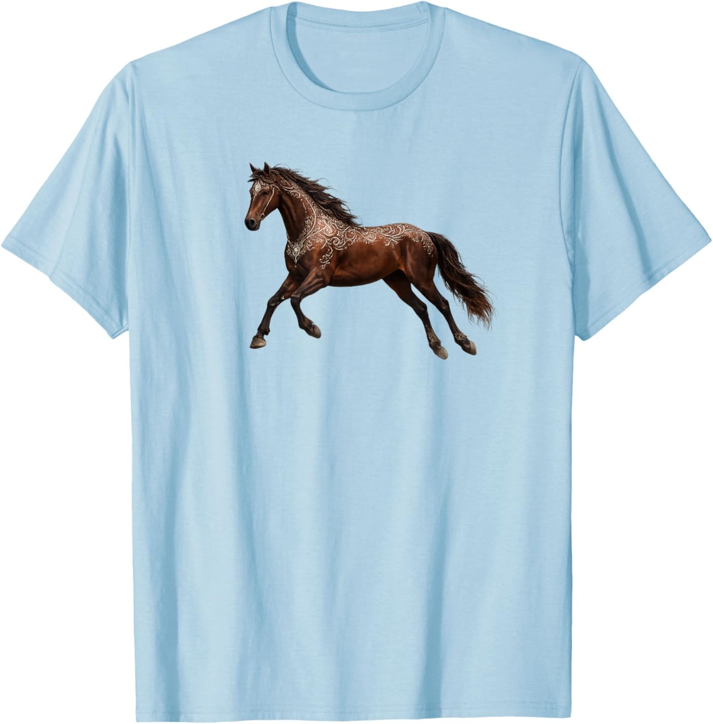 Horse Lovers Realistic Western Horse Art T-Shirt - T-Shirt | Light Blue