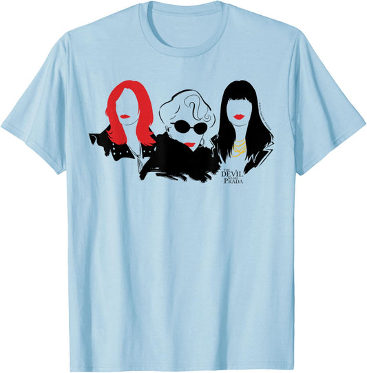 The Devil Wears Prada Red Lip Trio T-Shirt - T-Shirt | Light Blue