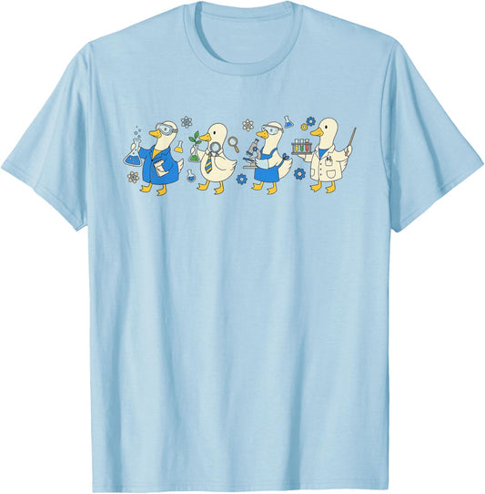 Women Funny Silly Goose Science Teacher STEM Back to School T-Shirt - T-Shirt | Light Blue
