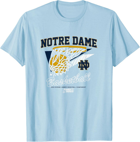 Notre Dame Basketball: 2025 March Madness Basketball T-Shirt - T-Shirt | Light Blue