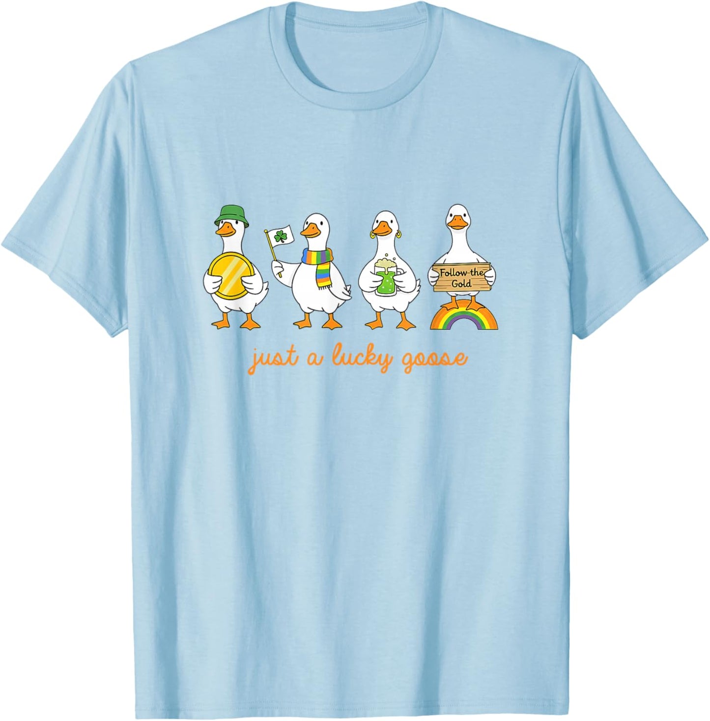 Lucky Geese Golden Coin St. Patrick’s Day Shenanigans T-Shirt - T-Shirt | Light Blue