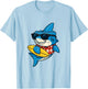 Cool Block Shark Surfer Sunglasses Summer Vibes Design T-Shirt - T-Shirt | Light Blue