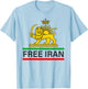 Free Iran Persian Lion and Sun Shir o Khorshid Flag T-Shirt - T-Shirt | Light Blue