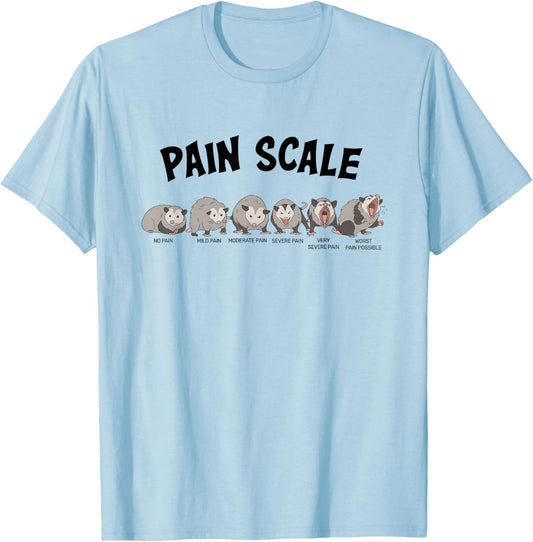 Possum Meme Pain Scale Funny Nurse Week Nursing Student T-Shirt - T-Shirt | Light Blue