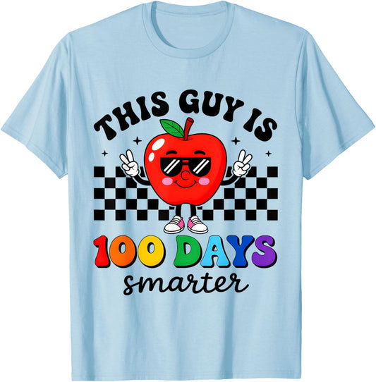 This Guy is 100 Days Smarter 100 Days of School Boys Kids T-Shirt - T-Shirt | Light Blue