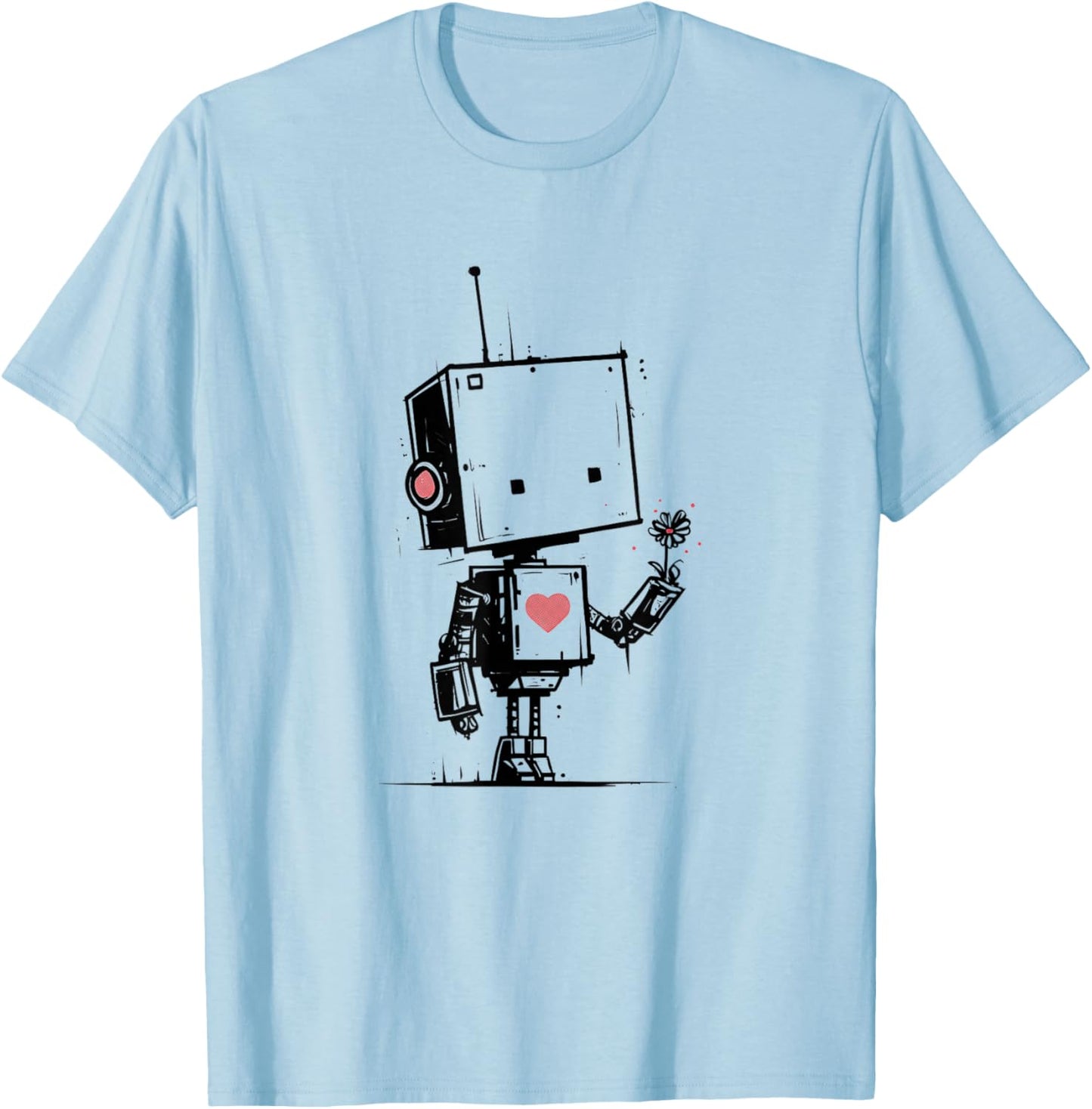 Cute Robot Valentine Love Art Kawaii Robot Romance T-Shirt - T-Shirt | Light Blue